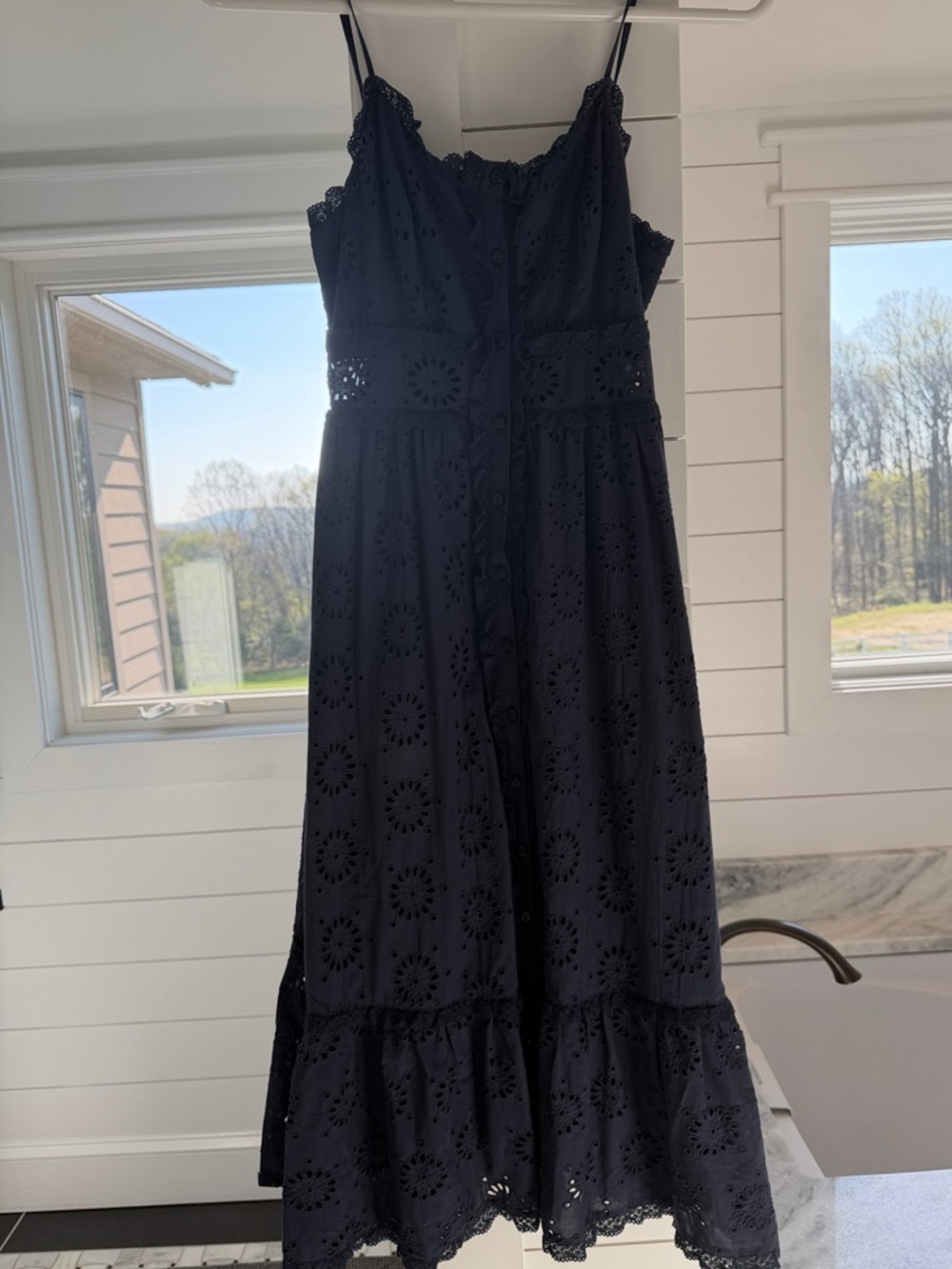 Stellah Navy Eyelet Midi Dress